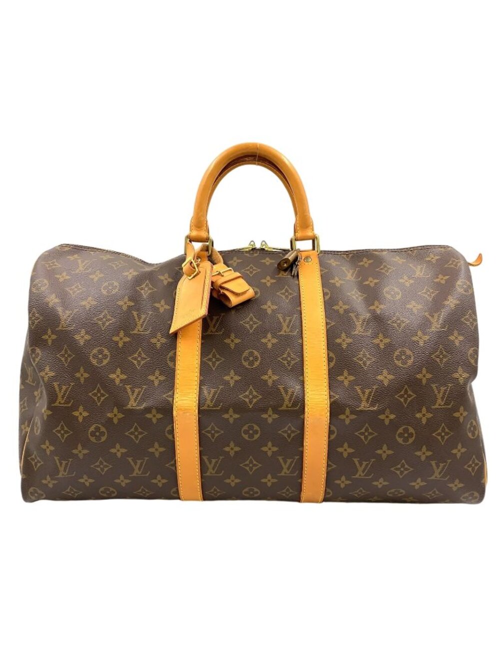 Louis Vuitton Keepall 50 Monogram Leather Brown Light Boston Bag Gold
